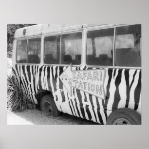 Affiche Safari Station Zebra Tour Bus