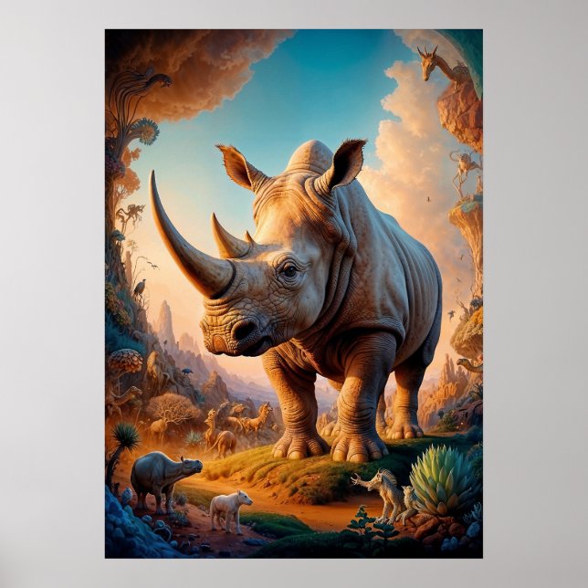 Affiche Safari Surreal Rhino (Devant)