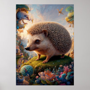 Affiche Safari surréaliste de hérisson