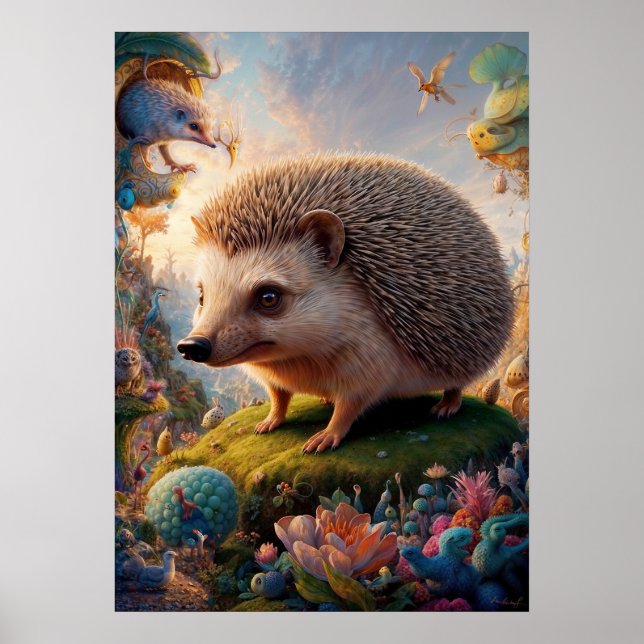 Affiche Safari surréaliste de hérisson (Devant)