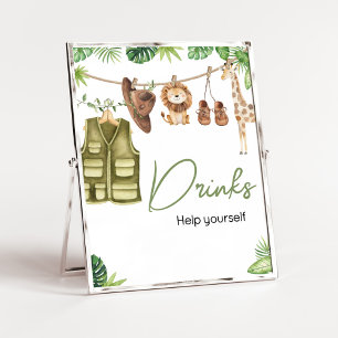 Affiche Safari tropical Jungle Animaux Baby shower Boisson