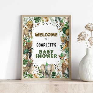 Affiche Safari Wild Party Animaux Baby shower Bienvenue