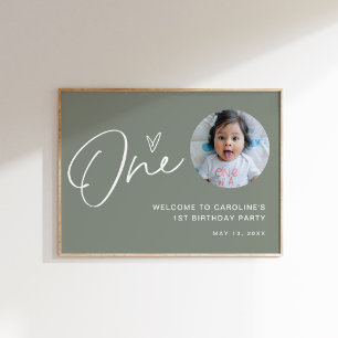 Affiche SAGE Baby 1st Birthday Party Bienvenue