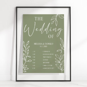 Affiche Sage Boho Flower Programme de mariage simple Calen