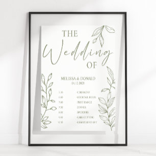 Affiche Sage Boho Flower Programme de mariage simple Calen