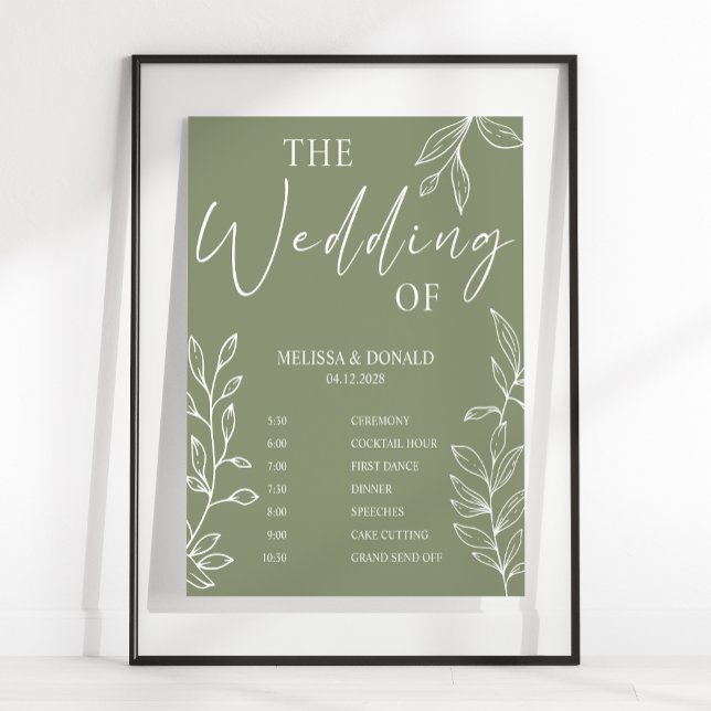 Affiche Sage Boho Flower Programme de mariage simple Calen (Créateur téléchargé)