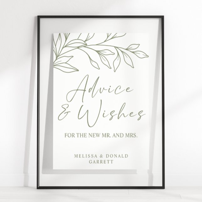 Affiche Sage Boho Flower Simple Mariage Conseils et souhai (Créateur téléchargé)