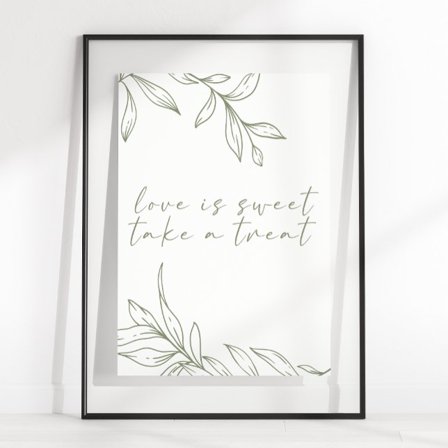 Affiche Sage Boho Flower Simple Mariage L'amour est doux (Créateur téléchargé)