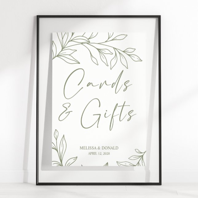 Affiche Sage Boho Flowers Simple Mariage Carte & Cadeaux P (Créateur téléchargé)