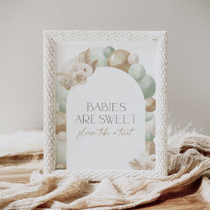 Affiche Sage Boho Pampas Grass Arche Baby shower Treat Sig