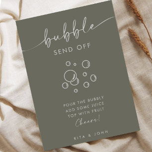 Affiche Sage Chic Green Script Barre de bulles Mariage Sig