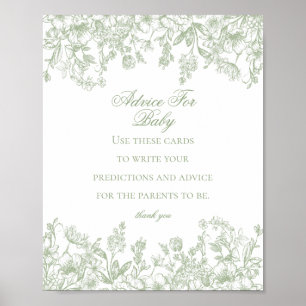 Affiche Sage Chinoiserie Conseil pour le jeu Baby shower