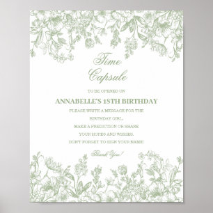 Affiche Sage Chinoiserie Floral Capsule Temporel Bébé Anni