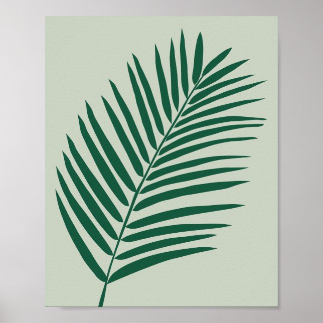 Affiche Sage De Feuille De Palme Tropicale Vert Et Vert Ol (Devant)