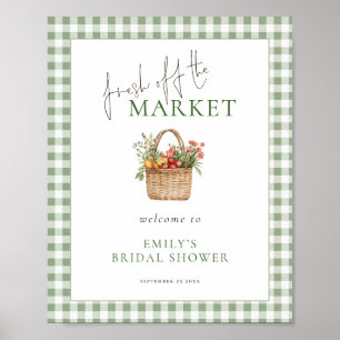 Affiche Sage Gingham de Mariage de Bienvenue Douche Mariée