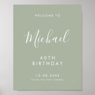 Affiche Sage Gree Script Manuscrit Bienvenue 40e Anniversa