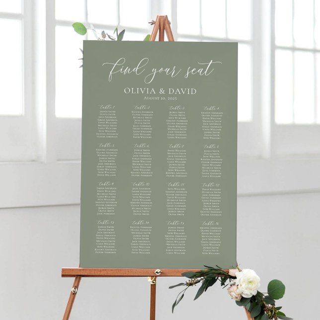 Affiche Sage Green 16 Tables Trouvez Votre Siège Graphique (Créateur téléchargé)