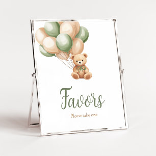 Affiche Sage Green Bear Balloon Baby shower Faveurs