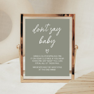 Affiche Sage Green Boho Minimaliste Ne pas dire bébé