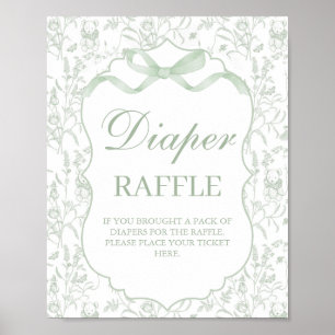 Affiche Sage Green Bow Baby shower Garçon Chat