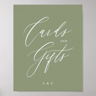 Affiche Sage Green Calligraphie Formelle Cartes de Mariage
