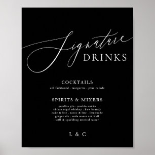 Affiche Sage Green Calligraphie Mariage Signature Boissons