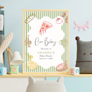 Affiche Sage Green Ciao Baby Pizza Italienne Baby Shower