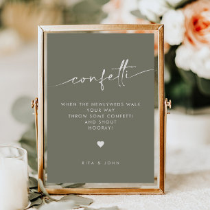 Affiche Sage Green Confetti Moderne Envoyer Signal Mariage