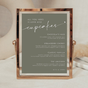 Affiche Sage Green Dessert Cupcake Menu Mariage Signal