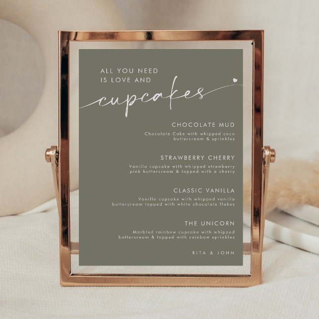 Affiche Sage Green Dessert Cupcake Menu Mariage Signal (Créateur téléchargé)