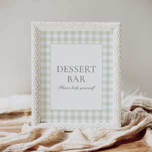 Affiche Sage Green En vichy Baby shower Bar dessert Pannea