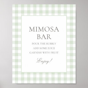 Affiche Sage Green En vichy Baby shower Mimosa Bar