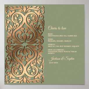 Affiche Sage Green et Gold Elegant Luxe Menu Signe