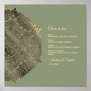 Affiche Sage Green et Gold Elegant Luxe Menu Signe