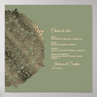 Affiche Sage Green et Gold Elegant Luxe Menu Signe