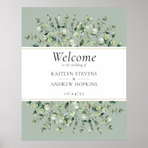 Affiche Sage Green Eucalyptus Mariage Bienvenue