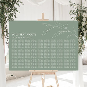 Affiche Sage Green Feuille d'olive Mariage 30 Table Sièges