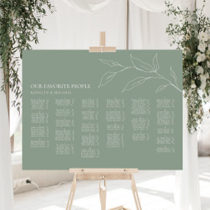 Affiche Sage Green Feuille d'olive Mariage Siège alphabéti
