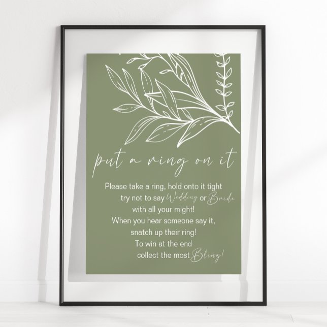 Affiche Sage Green Fleurs Boho Placer Une Bague Sur Le Jeu (Créateur téléchargé)