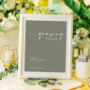 Affiche Sage Green Grazing Station Signal de mariage de ta