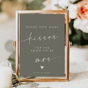 Affiche Sage Green Kisses pour Mme Fête des mariées Jeu