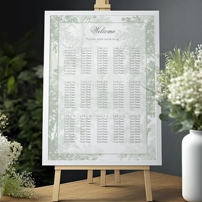Affiche Sage Green Landscape Toile Wedding Seating Chart (Créateur téléchargé)