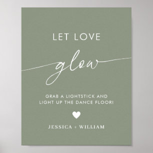 Affiche Sage Green Let Love Mariage Lumineuse Stick