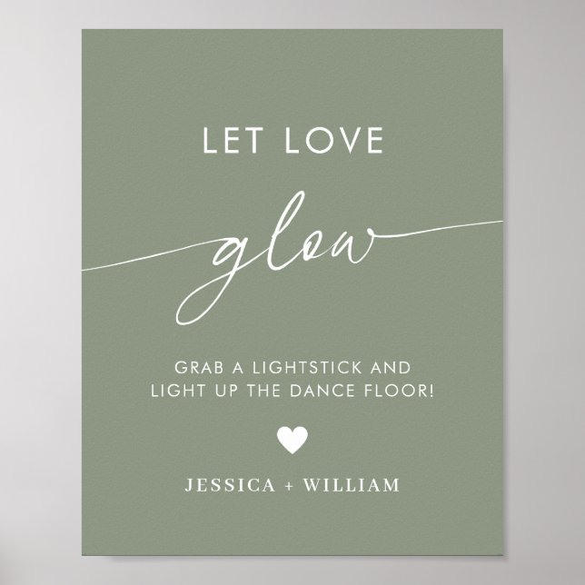 Affiche Sage Green Let Love Mariage Lumineuse Stick (Devant)