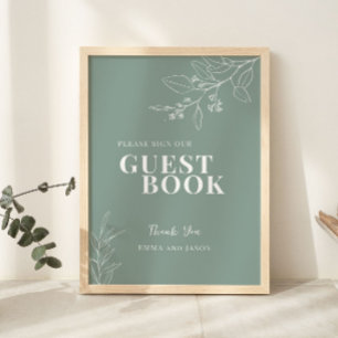 Affiche Sage Green Livre d'Invitation Mariage