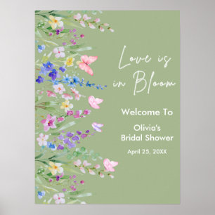 Affiche Sage Green Love est en fleurs Bienvenue à la Baby