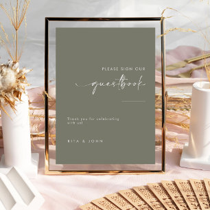Affiche Sage Green Mariage S'Il Vous Plaît Signer Notre Gu