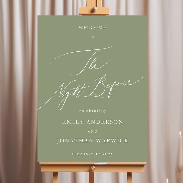 Affiche Sage Green Simple Calligraphie Dîner de répétition (Créateur téléchargé)