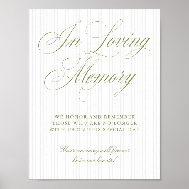 Affiche Sage Green & Soft Beige In Loving Memory Sign (Devant)
