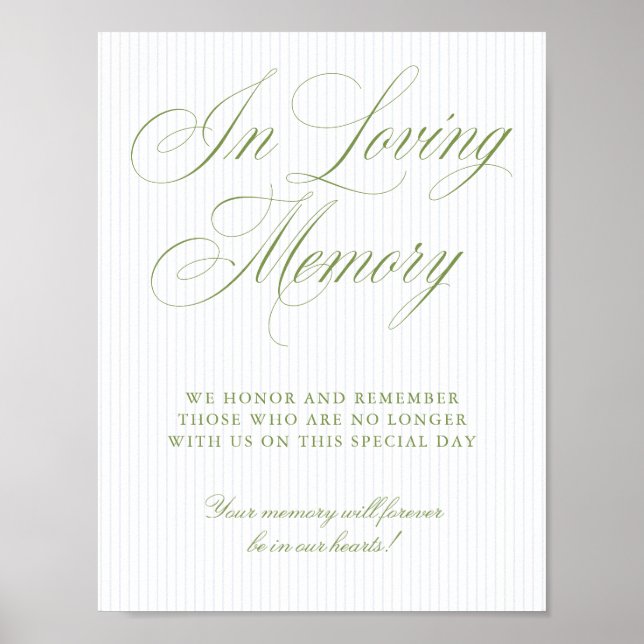 Affiche Sage Green & Soft Blue In Loving Memory Sign (Devant)